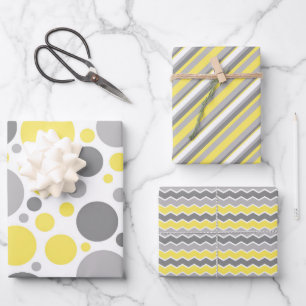 Yellow and Grey Wrapping Paper Sheet