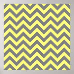Yellow and Grey Zigzag Poster