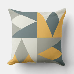 Yellow and Greys Mid-Century Modern Cushion