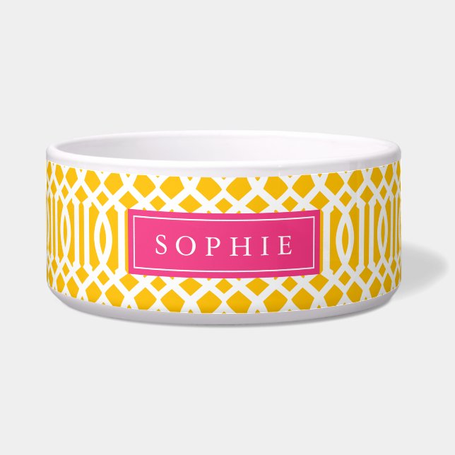 Yellow and Hot Pink Trellis Monogram (Front)
