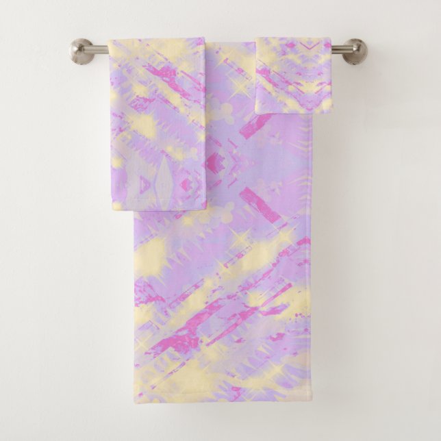 Yellow and Lavender Towel Set (Insitu)