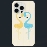Yellow and Light Blue Flamingos iPhone 15 Pro Max Case<br><div class="desc">Yellow and blue flamingos on a light yellow background.</div>