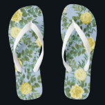 Yellow and Light Blue Rose Vintage Spring Wedding Flip Flops<br><div class="desc">Beautiful light blue background with yellow roses makes a gorgeous vintage spring floral design for your wedding or event.</div>