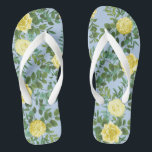 Yellow and Light Blue Rose Vintage Spring Wedding Flip Flops<br><div class="desc">Beautiful light blue background with yellow roses makes a gorgeous vintage spring floral design for your wedding or event.</div>
