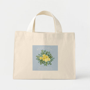 Yellow and Light Blue Rose Vintage Spring Wedding Mini Tote Bag