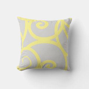 yellow and light grey  modern abstract pillow