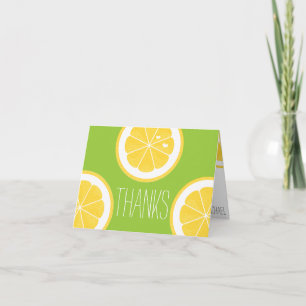 YELLOW AND LIME GREEN LEMON HEART SEED THANK YOU CARD