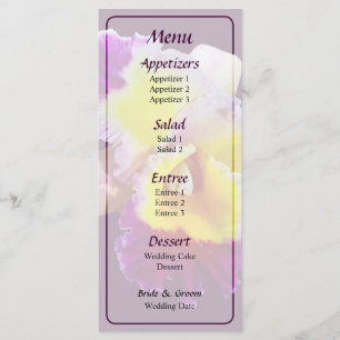 Yellow and Magenta Cattleya Orchid Wedding Menu