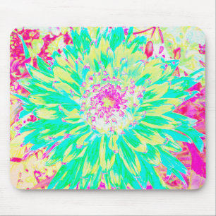 Yellow and Magenta Decorative Dahlia Flower Mouse Mat