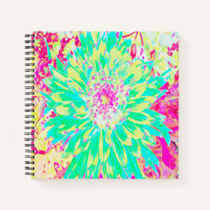 Yellow and Magenta Decorative Dahlia Flower Notebook
