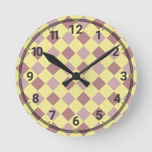 Yellow and mauve pastel pattern round clock