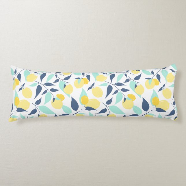 Yellow and Mint Lemons Pattern Body Cushion (Front)
