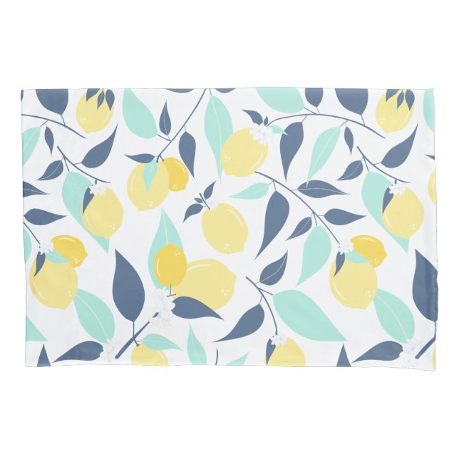 Yellow and Mint Lemons Pattern Pillowcase (Front)