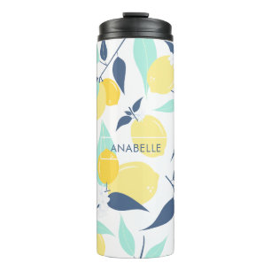 Yellow and Mint Lemons Pattern Thermal Tumbler