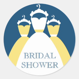 Yellow And Monaco Blue Bridal Shower Gift Seals