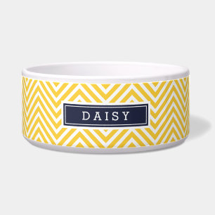 Yellow and Navy Blue Chevron Monogram