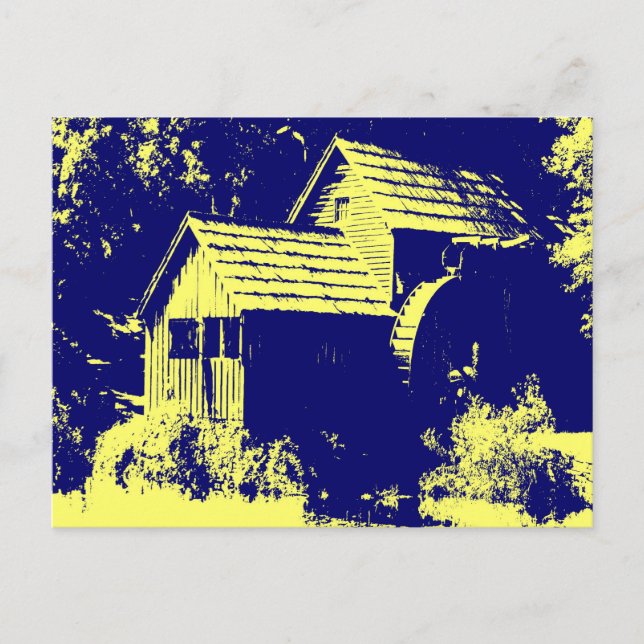 Yellow and Navy Blue Mabry Mill Postcard (Front)