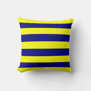 Yellow and Navy Blue Stripes  Cushion
