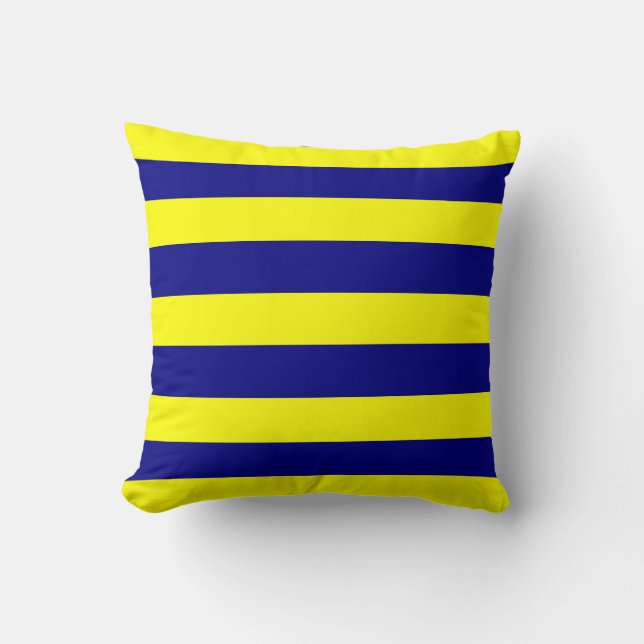 Yellow and Navy Blue Stripes  Cushion (Front)