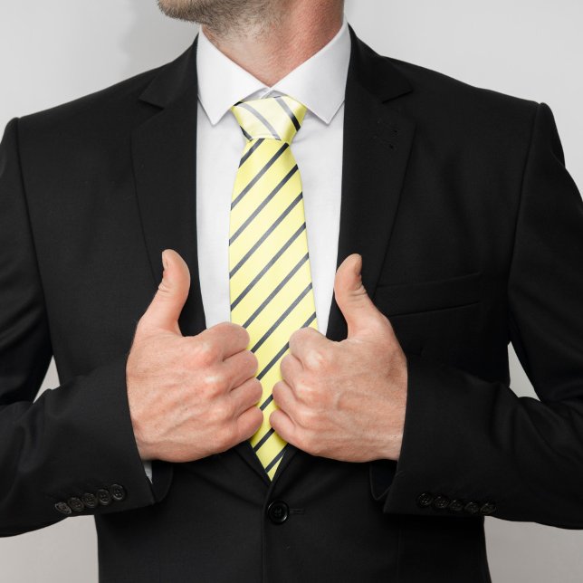 Yellow and Navy Blue Stripes Tie (Creator Uploaded)