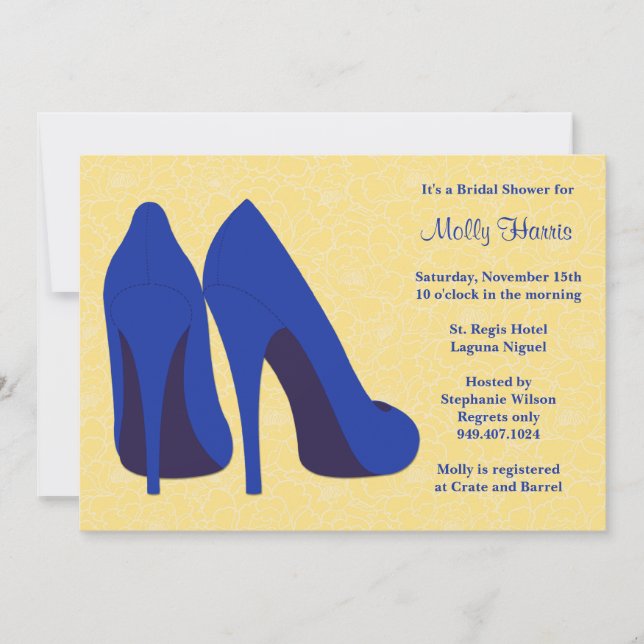 Yellow and Navy Bridal Shower Party Invitation (Front)