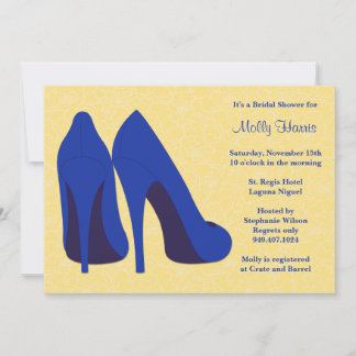 Yellow and Navy Bridal Shower Party Invitation