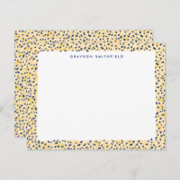 Yellow and Navy Leopard Personal Stationery Card