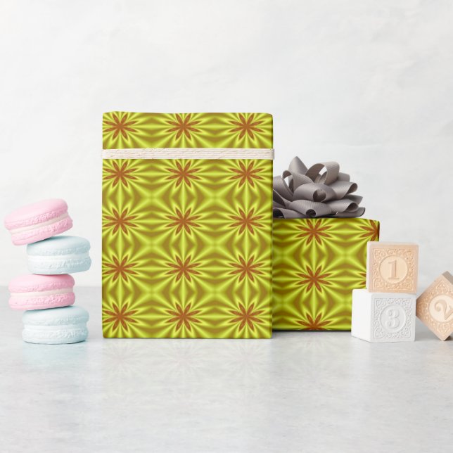 Yellow And Orange Abstract Floral Pattern Wrapping Paper (Baby Shower)