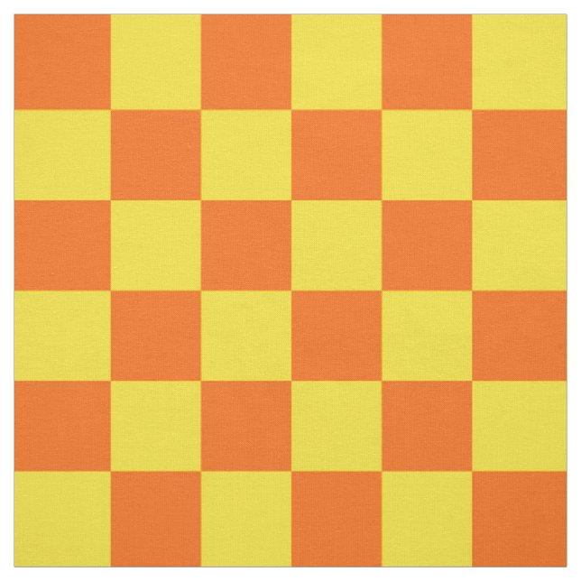 Yellow And Orange Chequered Pattern Design  Fabric (Swatch)