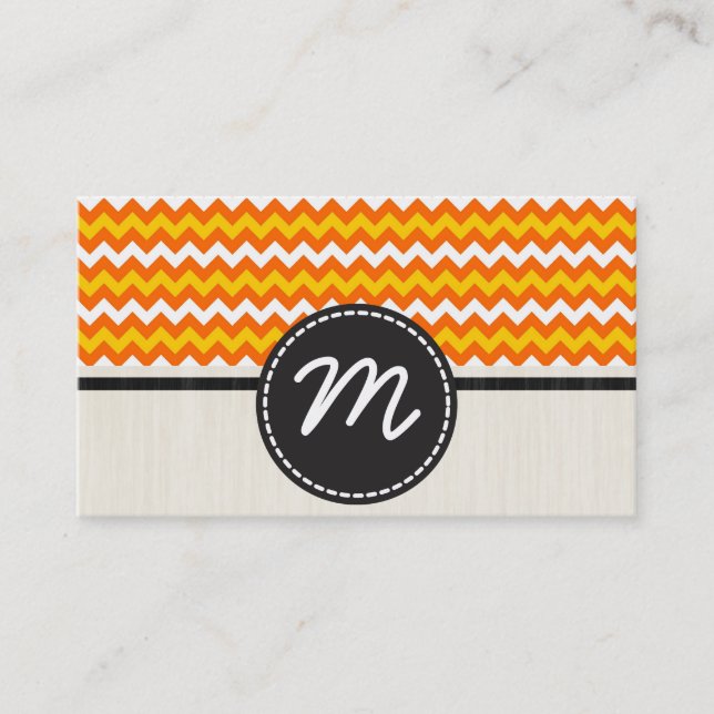 Yellow and Orange Chevron Zigzag Pattern 2 Business Card (Front)