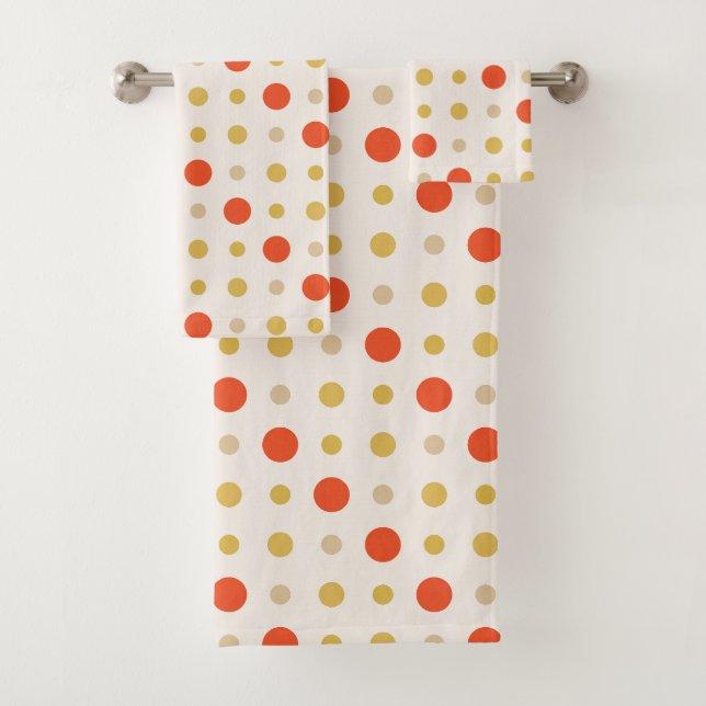 Yellow and orange Dots Bath Towel Set (Insitu)