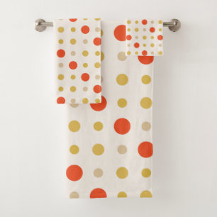 Yellow and orange Dots Bath Towel Set