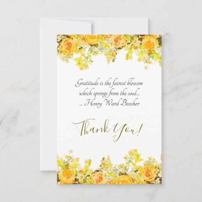 Yellow and Orange Floral Thank You Card (Front)