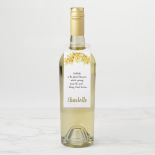 Yellow and Orange Flower Spray Thank You Bottle Tag