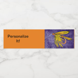 "Yellow and Orange" fly tying, fly fishing art Water Bottle Label