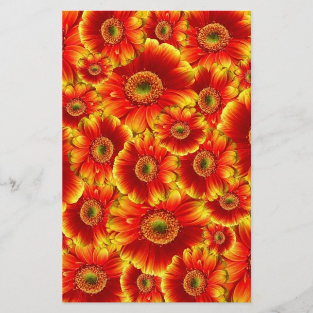 Yellow and Orange Gerbera Daisies Stationery (Front)