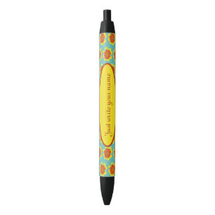 Yellow and orange girly coreopsis flower black ink pen