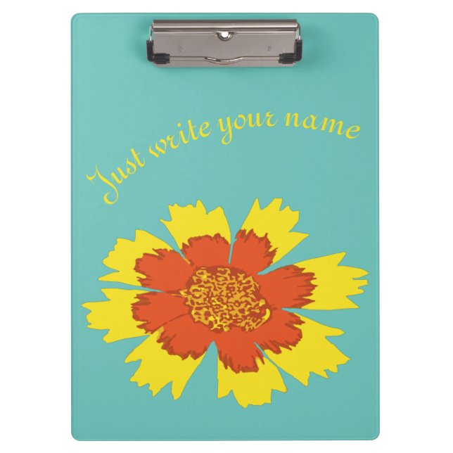 Yellow and orange girly coreopsis flower clipboard (Front)