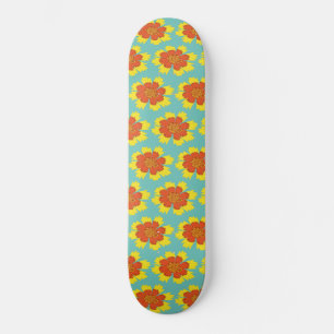 Yellow and orange girly coreopsis flower skateboard