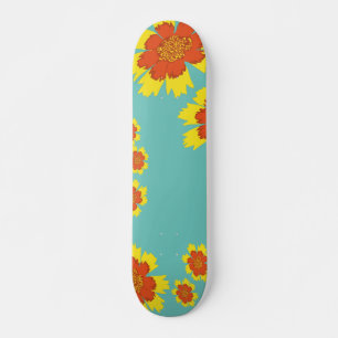 Yellow and orange girly coreopsis flowers skateboard