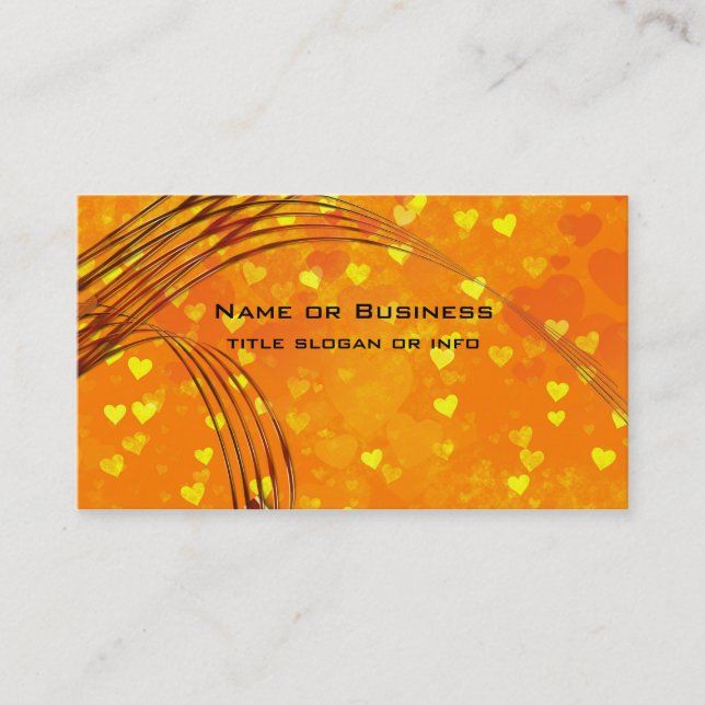 Yellow and Orange Hearts Background Business Card (Front)