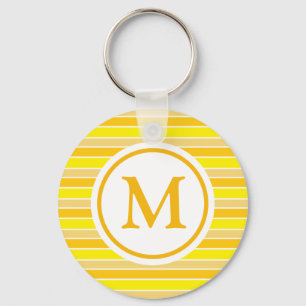 Yellow and Orange Horizontal Striped Monogram Key Ring