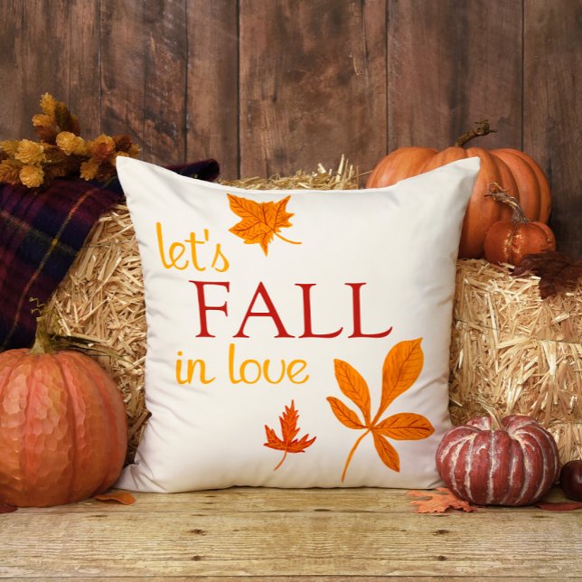Yellow and Orange Let's Fall in Love Fun Fall Cushion (Creator Uploaded)