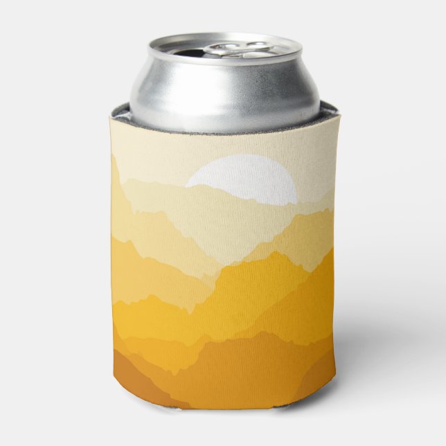Yellow and orange mountain sunrise can cooler (Can Front)