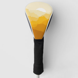 Yellow and orange mountain sunrise golf head cover