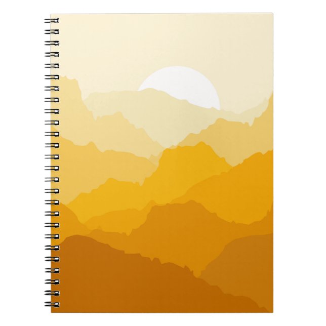 Yellow and orange mountain sunrise notebook (Front)