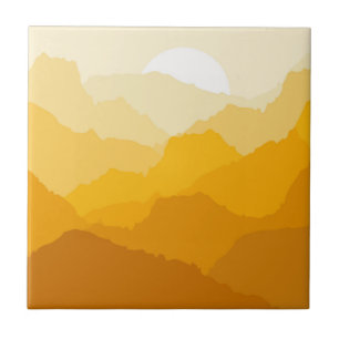Yellow and orange mountain sunrise tile