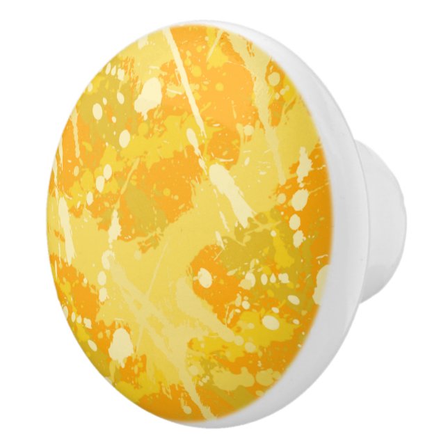 Yellow and Orange Paint Splatter Ceramic Knob (Right)