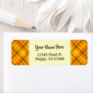 Yellow and Orange Plaid Custom Address Label