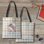 Yellow and Orange Plaid Dog Photo Best Mum Tote<br><div class="desc">This bag is the cutest... and every mum loves a cute tote bag. An all over plaid tote bag. It features spring colours and a favourite picture of your dog. The words can be personalised. This makes  athoughtful gift for any dog mum!</div>